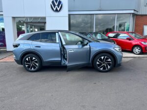 Electric car outside the VW garage.