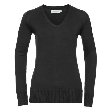 Russell Collection Ladies Cotton Acrylic V Neck Sweater 710F