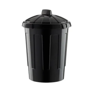 Black 80L Dustbin & Press Lid