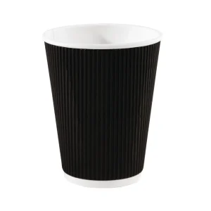 12oz Ripple Wall Hot Cups Black (500)