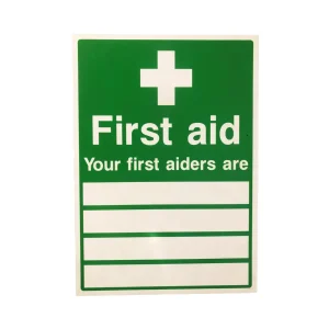 Foamex A4 Sign ?Your First Aiders Are?